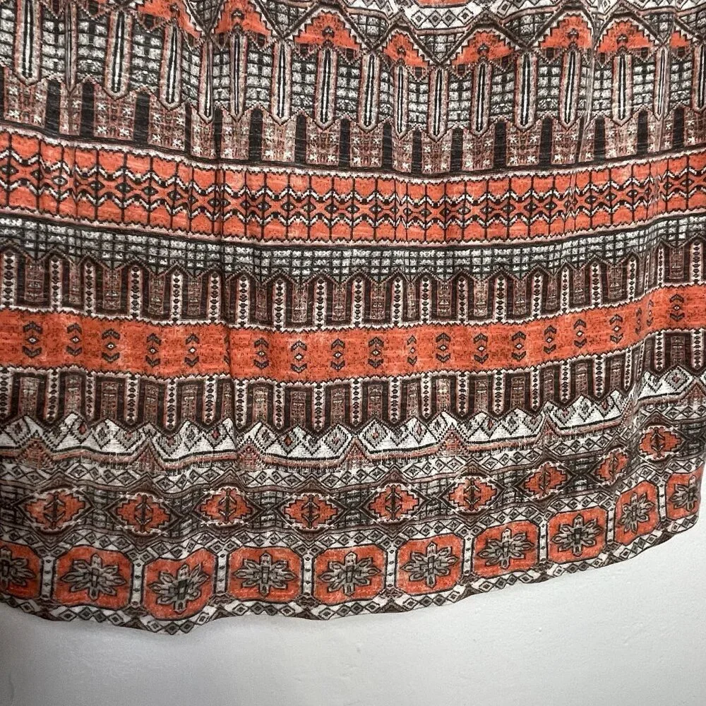 Lucky Brand Boho Top M Sleeveless V-Neck Cord Western Southwestern Tribal Orange - Picture 9 of 10